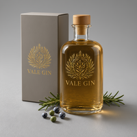 Botella de Lujo de 900ml, Superflint, Redonda, Cilíndrica, Transparente, Base Pesada, Vacía, para Licores, Whisky, Brandy, Personalizable, Venta al Por Mayor
