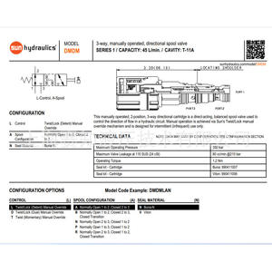 Válvulas Hidráulicas de Cartucho Roscado DMDM-LAN (Sun Hydraulics) Importadas de EE. UU. - Product Image 3