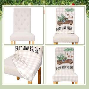 Farmhouse Rustic Christmas <b>Dining</b> <b>Chair</b> <b>Covers</b> Set of 4 Removable Washable <b>Stretch</b> Oxford Material for Holiday Party Decor - Product Image 3