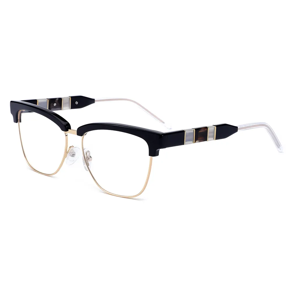 عالية الجودة الأزياء أحدث تصميم جديد مربع خلات مع المعادن إطارات نظارات طبية إطار نظارة من الأسيتات للرجال للنساء