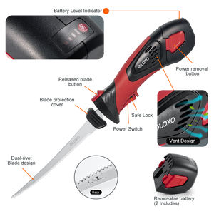 Couteau électrique sans fil rechargeable à lame dentelée pour couper les viandes, la volaille, le pain, le <span class=keywords><strong>poisson</strong></span>, couteau à filet électrique au lithium-ion - Product Image 4