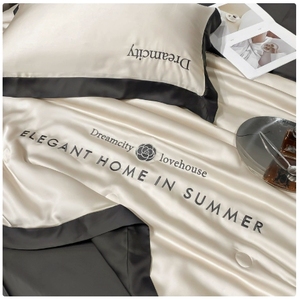 Summer Simple Ice <b>Silk</b> Quilt European American Style Polyester Filling Washable Lightweight Cooling Comforter Customizable Home - Product Image 2