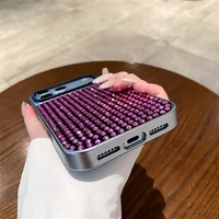 Coque PC Scintillante en Strass pour iPhone 15 16 17 18 Pro Max – Électroplaquée, Luxe, Glamour, Tendance, Anti-chute, Support Personnalisé