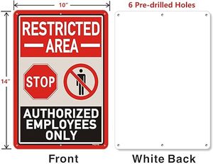 Área Restringida Personalizada, Solo para Empleados Autorizados, No Admitir Entrada, Fácil de Instalar para Uso en Interiores y Exteriores - Product Image 3