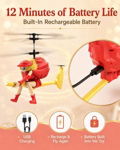 Hélicoptère télécommandé Dwi Dowellin <span class=keywords><strong>Flying</strong></span> <span class=keywords><strong>Witch</strong></span> pour enfants de 6 à 12 ans, drone balai magique lumineux avec maintien d'altitude et décollage à une touche - Product Image 6