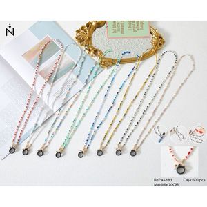 Collana alla Moda a Tre Fili con Perle a Cuore e Piccole Perle, Lunghezza 70cm, per Occhiali - Product Image 1