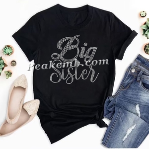 Impression de conception de transfert thermocollant 'Big Sister' en strass cristal personnalisé pour t-shirts - Product Image 6