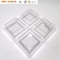 Plateau en plastique à 4 compartiments, assiettes transparentes pour apéritifs, plateau carré pour desserts, pour fêtes et mariages