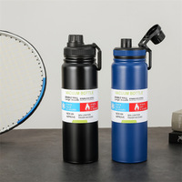 Termo aislado deportivo de viaje de acero inoxidable de 800ml de alta calidad, botella de agua de frasco de vacío de gran capacidad con asa