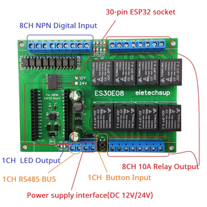 Eletechsup ES30E08 DC 7-24V ESP32 C3超迷你扩展板4AI-4DO RS485中继模块，用于网络MQTT以太网网络物联网 - Product Image 6
