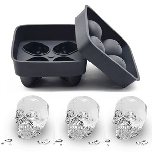 BHD 3D Skull <span class=keywords><strong>Ice</strong></span> <span class=keywords><strong>Cube</strong></span> <span class=keywords><strong>Maker</strong></span> Eco-Friendly Flexible Silicone <span class=keywords><strong>Ice</strong></span> <span class=keywords><strong>Cube</strong></span> Tray Logotipo personalizado <span class=keywords><strong>Giant</strong></span> Skull <span class=keywords><strong>Ice</strong></span> Mold - Product Image 1