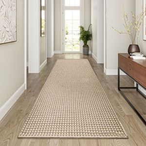 Tapis de couloir rectangulaire à motif treillis, antidérapant, en fibre de polyester, tapis de porte pour la maison - Product Image 3
