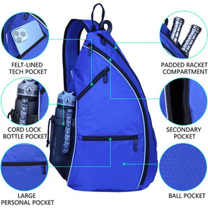 Pickleball กระเป๋าสะพายไหล่กระเป๋าใส่ไม้พาย,กระเป๋าใส่น้ำพร้อมตะขอแขวนสำหรับใส่ขวดน้ำ - Product Image 2