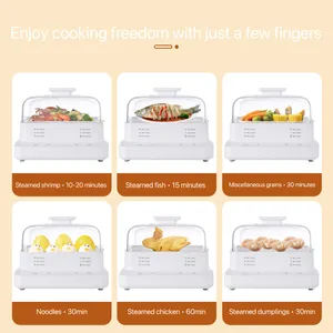 22L 800W Food-Grade Electric Steamer 3-Layer Stackable Tray Timed Reservation Function Automatic Shutdown Dry Burn Protection