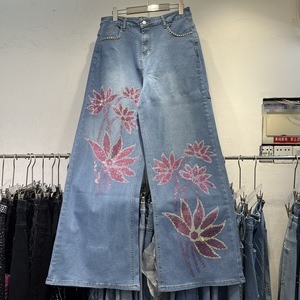 <span class=keywords><strong>Jeans</strong></span> da donna 2026 taglie forti con strass, a vita alta, vestibilità ampia, gamba dritta, pantaloni <span class=keywords><strong>lunghi</strong></span> resistenti - Product Image 1