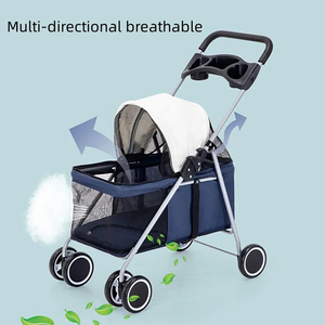 Vendita calda di alta qualità pieghevole a quattro ruote facile da camminare per animali domestici prodotti da viaggio passeggino per cani da gatto - Product Image 3