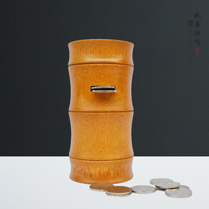 Bamboo <b>Money</b> <b>Jar</b> With Coin Slot Portable Savings Container For Gift Gifting - Product Image 2