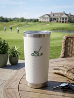 Gobelet isotherme à double paroi pour café, écologique, avec revêtement poudré, motif texturé de balle de golf, anti-fuite, avec couvercle, vente en gros