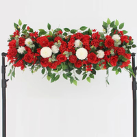 Luxe blanc Rose artificielle fleur rangée mariage Table pièce maîtresse fleurs toile de fond mur Arches décor fête scène Floral