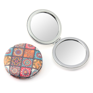 Round <b>Foldable</b> Makeup <b>Mirror</b> Compact Double Sided PU Leather Vintage Mandala Compact <b>Mirror</b> for Purses Portable for Daily Use - Product Image 1