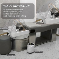 Lit de massage pour lavage des cheveux avec tête de spa à vapeur Tête de thérapie par l'eau Lit de spa avec bassin de shampooing pour salon