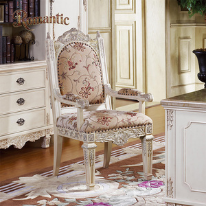 Set di Mobili Classici Francesi di Lusso per Ufficio Domestico, Scrivania Bianca in Legno Massello Intagliato a Mano con Libreria e Armadietto - Product Image 4