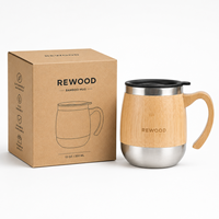 Tasse isotherme en bambou écologique Rewood avec couvercle, gobelet réutilisable pour café, thé et eau au quotidien