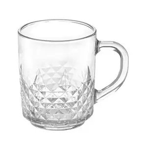 Diamond Design Royalex Taza de vidrio de color 230ml para té, café, agua, jugo, 8oz, tazas de lata, taza de bebida con asa