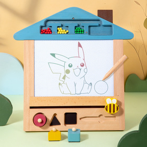 Çocuk manyetik yazı tahtası ahşap grafiti çizim kurulu erken eğitim ve anaokulu ve bebekler için öğrenme - Product Image 6