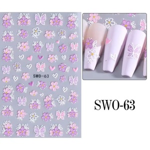 Fabricantes de pegatinas para uñas Pegatinas de flores para uñas Primavera Verano <span class=keywords><strong>Sakura</strong></span> 5D Diseño de bola de cereza Pegatinas de lazo para uñas - Product Image 2
