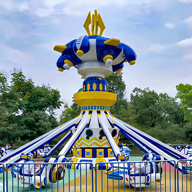 Budget-Friendly Self-Controlled Airplane Ride Amusement Park Attraction for Kids Made of Durable Fiberglass and Steel