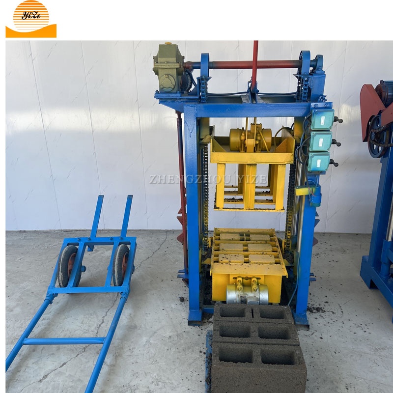 Free trolley Fixed YZ2-45 vibration chain lifting cement hollow concrete brick block making machine