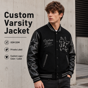 <span class=keywords><strong>Veste</strong></span> universitaire pour homme, <span class=keywords><strong>noire</strong></span>, épaisse, pour club et équipe, avec broderie graphique, corps <span class=keywords><strong>en</strong></span> <span class=keywords><strong>laine</strong></span> et empiècements <span class=keywords><strong>en</strong></span> cuir, style Letterman, vente <span class=keywords><strong>en</strong></span> gros - Product Image 1