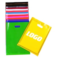 Sac de courses rose recyclable avec petite poignée, mignon, personnalisable avec impression de logo, sac fourre-tout en plastique découpé avec poignée, sac de courses en plastique
