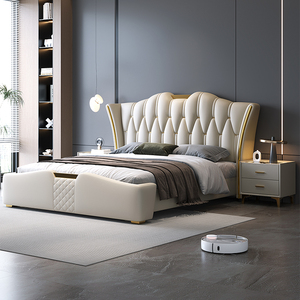 Letto in pelle moderno personalizzabile: testiera trapuntata con accenti oro taglia su misura e colore per la tua camera <span class=keywords><strong>da</strong></span> letto <span class=keywords><strong>da</strong></span> <span class=keywords><strong>sogno</strong></span> - Product Image 2