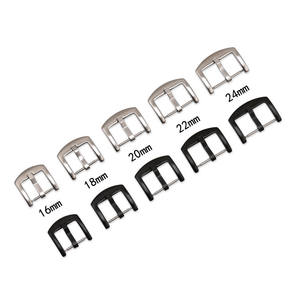 Hebilla de presión al por mayor para correas de reloj de silicona, de acero inoxidable, de 14 mm a 26 mm, en negro y plata, hebilla metálica para reloj - Product Image 2