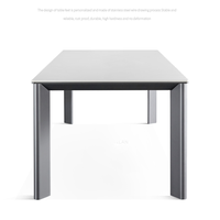Table de salle à manger carrée simple en pierre frittée marbre verre cuir Top 6Ft Interactive Restaurant Pieds en aluminium massif
