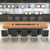 Meubles de bureau Chengdu, table de conférence longue avec chaises, design minimaliste moderne, mélamine ignifuge, 11-15 personnes