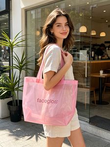 Trendy Candy Color Transparent TPU Tote Bag Custom Logo <b>Clear</b> Waterproof <b>Handbag</b> Large Capacity Shopping Gift Bag For Women - Product Image 5