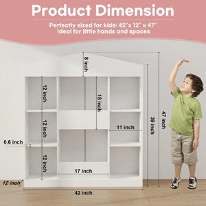 Étagère multifonctionnelle en forme de château pour enfants et organisateur de rangement de jouets 12 armoires Cubby bibliothèque pour chambre à coucher en bois - Product Image 5
