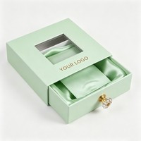 Boîte à bijoux de luxe avec tiroir coulissant, doublure en satin/éponge, dorure à chaud Flexography, boîte cadeau pour collier et pendentif Auralux
