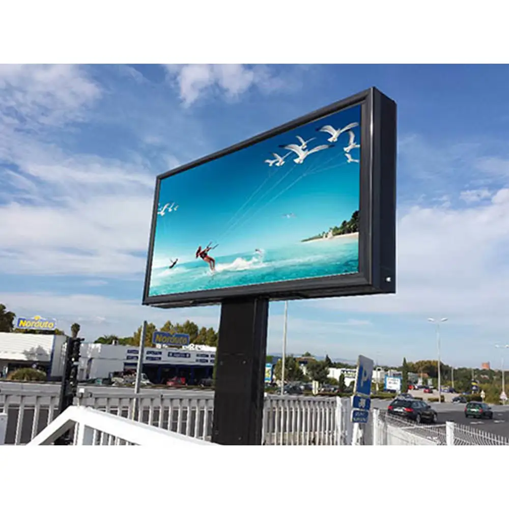 स्ट्रीट पोल विज्ञापन दोहरी तरफा स्क्रीन आउटडोर प्रदर्शन बहु रंग P10 पिच 10mm एलईडी वीडियो दीवार
