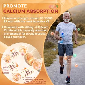 فيتامين خال من السكر D3 K2 كريمات مطاطية مع 500mg من الكالسيوم والمغنسيوم مكمل فيتامين مركز المحشو - Product Image 3