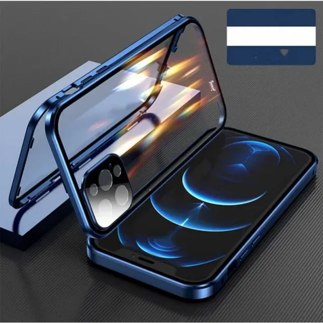 Bulk Magnetic With Lens Film HD Double Sided Tempered Glass Protector Metal 360 Phone Case for Iphone 17 16 15 14 13 Pro Max
