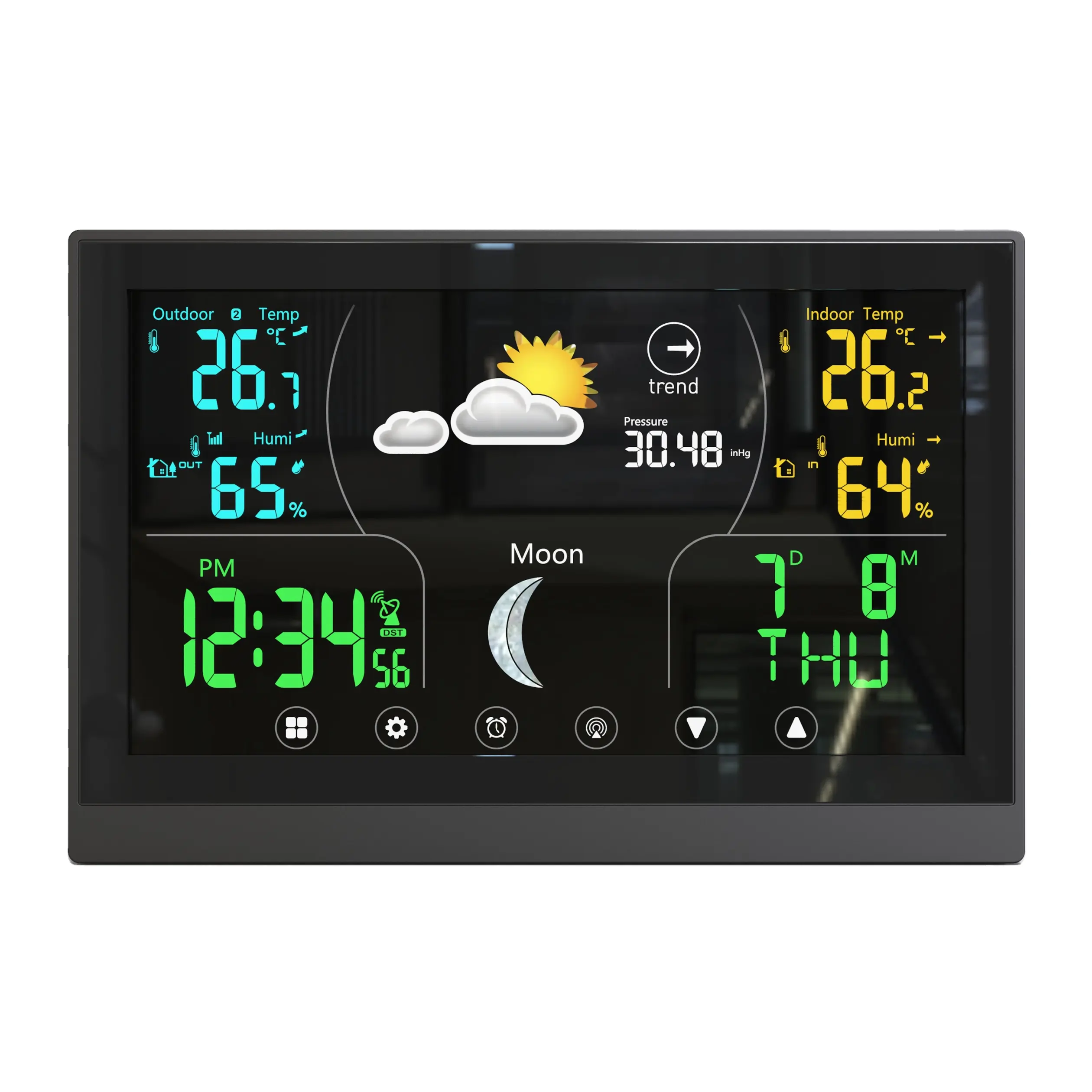 Digital Forecast Weather Station Forecast Weather Touch Screen LCD Color Display Indoor Temperature