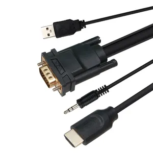1080P mạ Vàng xách tay 1.8m HDMI để VGA Cáp OEM giá rẻ video convertidor Adapter PS4 HDMI đầu vào để VGA đầu ra Bộ chuyển đổi cáp