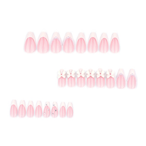 <span class=keywords><strong>Uñas</strong></span> Postizas Elegantes con Punta Francesa, Diseño 3D con Lazo Blanco y Perla, Estilo Stiletto, Hechas a Mano, Reutilizables, Acrílicas, de Lujo, para Novias, Bodas, Uso Diario y Fiestas - Product Image 2