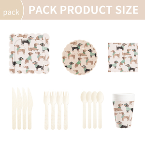 Décorations de fête d'anniversaire pour chien DAMAI, ensemble de vaisselle pour chiot, assiettes, gobelets, serviettes, thème chien pour les fêtes sur le thème des pattes, pour 8 personnes - Product Image 4