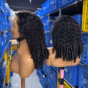 Venta al por mayor de fábrica 250% 300% 13x4 Frontal 100% cabello humano encaje Frontal sin pegamento doble <span class=keywords><strong>dibujo</strong></span> Peluca de pelo rizado birmano - Product Image 6