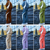 Conjunto Deportivo de Dos Piezas para Hombre, Chaqueta con Cremallera y Pantalones Jogger, Diseño de Parches, Ligero, para Gimnasio, Fabricación Personalizada OEM